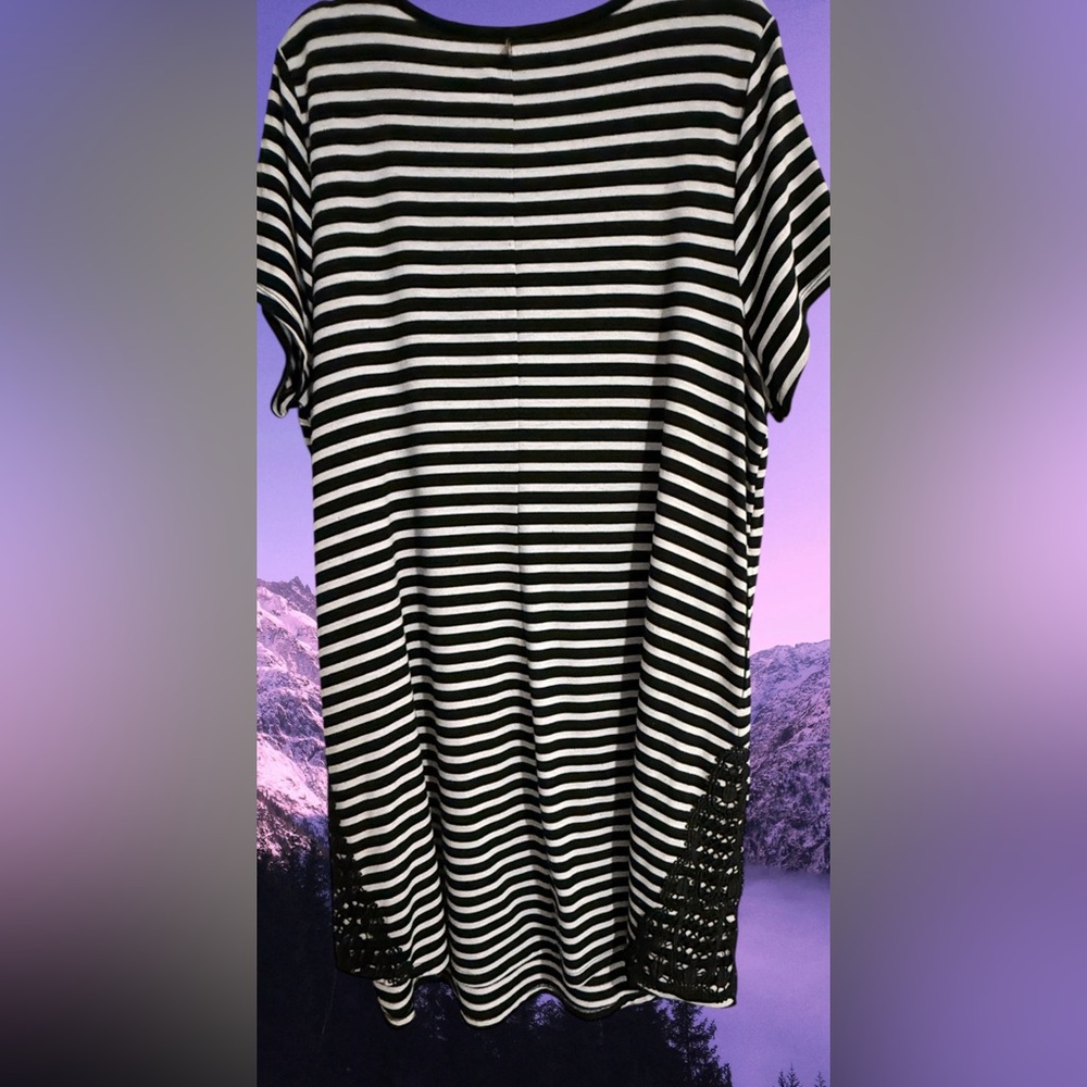 Lane Bryant Livi Black and White Striped Women's Dress With Pockets. - Picture 2 of 4
